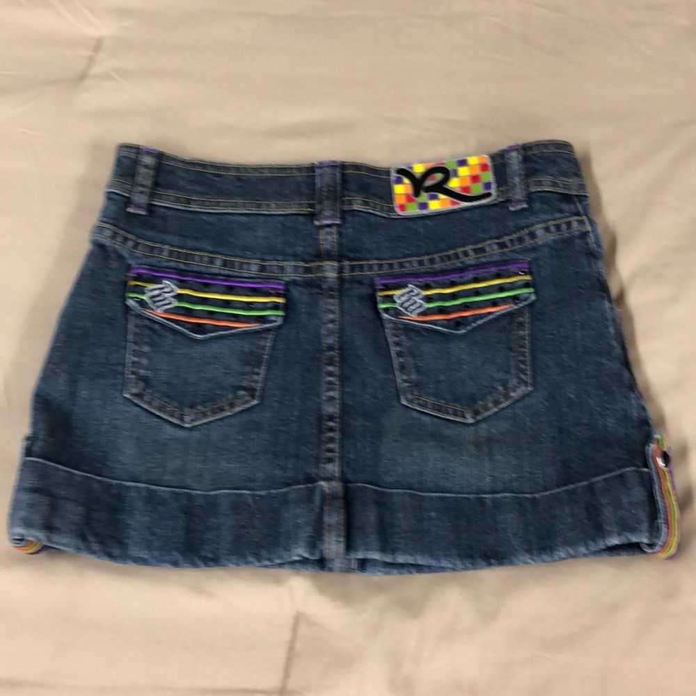 Kid Denim blue jean rainbow Skirt 12